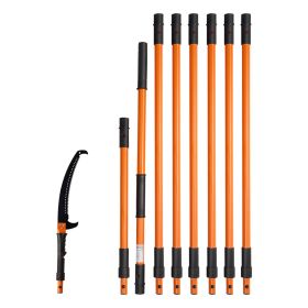 VEVOR Manual Pole Saw, 4.46-26.4 ft Extendable Tree Pruner, Sharp 65Mn Steel Blade, Lightweight Fiberglass Handle Pole