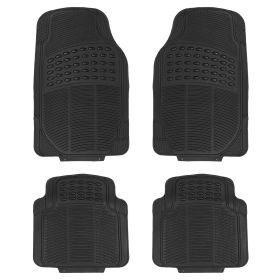 4Pcs Automotive Floor Mats Front and Rear PVC Rubber Floor Mats Heavy Duty Drive Vehicle Car Mats with Trimmable Design Fit Most Cars SUVs Trucks