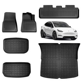6-Piece Set Suitable for Tesla for Model Y for 2019-2024 Car TPE Left-Hand Drive 5-Seater All-Weather 3D Anti Slip TPE Floor Mat