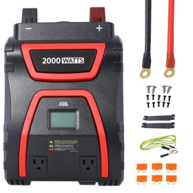 2000 Watts Power Inverter Modified Sine Wave Car LED Display , Portable AC Power Emergencies, Job Sites, Trucks Boats Off Grid RV Camping,12V To (Option: Black)