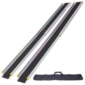 7' Adjustable Wheelchair Telescoping Track Ramps With Bag (Option: Silver)
