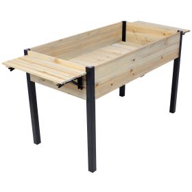 Raised Garden Bed, Metal Leg Wood Planter Boxes With Folding Storage Shelf,Elevated Planter Box For Growing  Herbs, Vegetables, Flowers Great For (Option: Black)