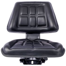 Tractor Seat W Backrest Black Slide Track Steel  PVC Compact Mower (Option: Black)