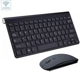 Mini Wireless Keyboard And Mouse Set Waterproof 2.4G For Mac Apple PC Computer (Color: Black)