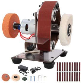 Mini Electric Belt-Sander Knife-Sharpener Sanding Machine 96W, Small Bench Grinder Kit 7 Speed Adjustable Power Polisher DIY Polishing Grinding T (Option: Silver)