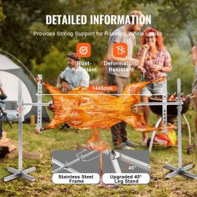 Electric BBQ Rotisserie Grill Kit, 56 Inch 132 Lbs Capacity, Automatic 52W Motor Height Adjustable Universal Roaster Stand, Stainless Steel Grill (Option: Natiral)